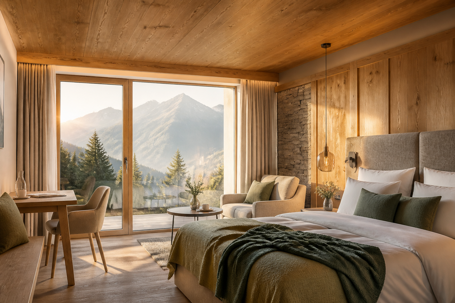 Alpines Hotelzimmer mit Bergblick in Tirol
